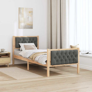 Σκελετός Κρεβατιού Σκούρο Γκρι 75 x 190 cm Στερεά ξυλεία πεύκου
