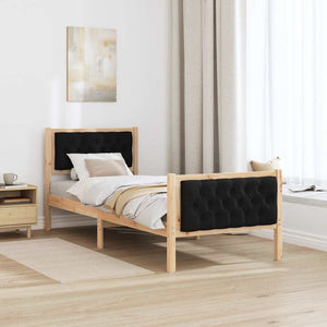 Σκελετός Κρεβατιού Μαύρο 75 x 190 cm Στερεά ξυλεία πεύκου