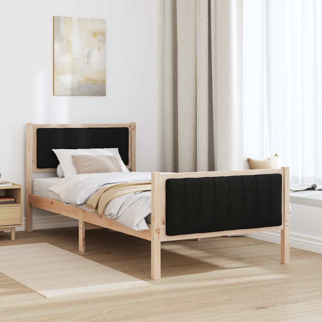Σκελετός Κρεβατιού Καφέ και μαύρο 90 x 190 cm Μασίφ ξύλο πεύκου