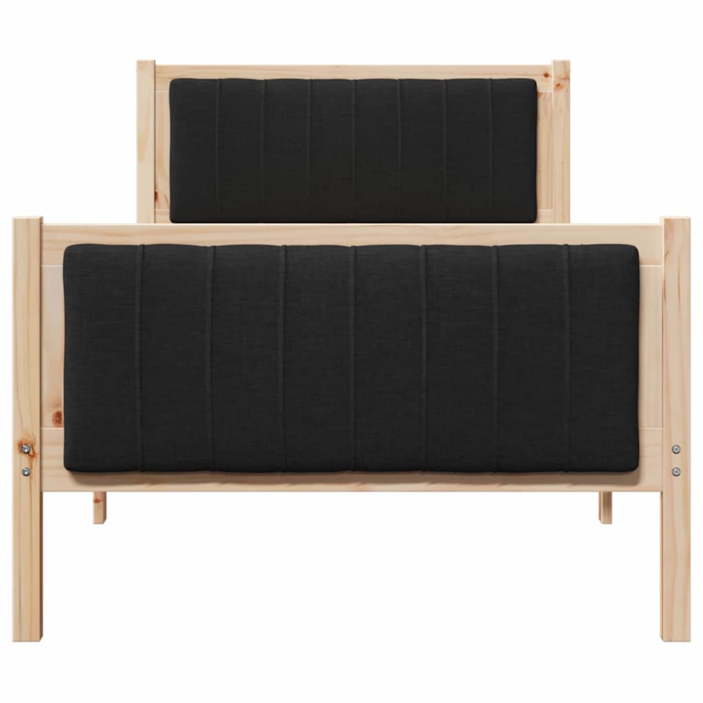 Σκελετός Κρεβατιού Καφέ και μαύρο 90 x 190 cm Μασίφ ξύλο πεύκου