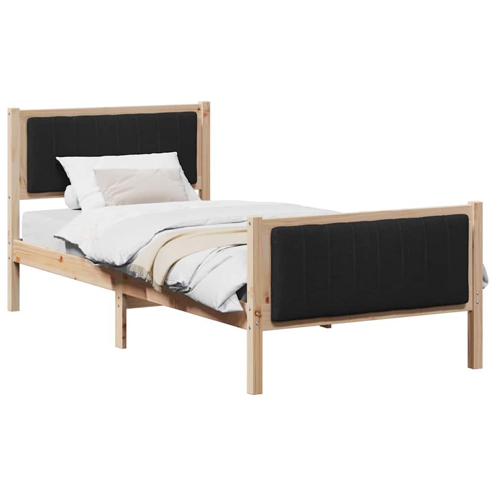 Σκελετός Κρεβατιού Καφέ και μαύρο 90 x 190 cm Μασίφ ξύλο πεύκου