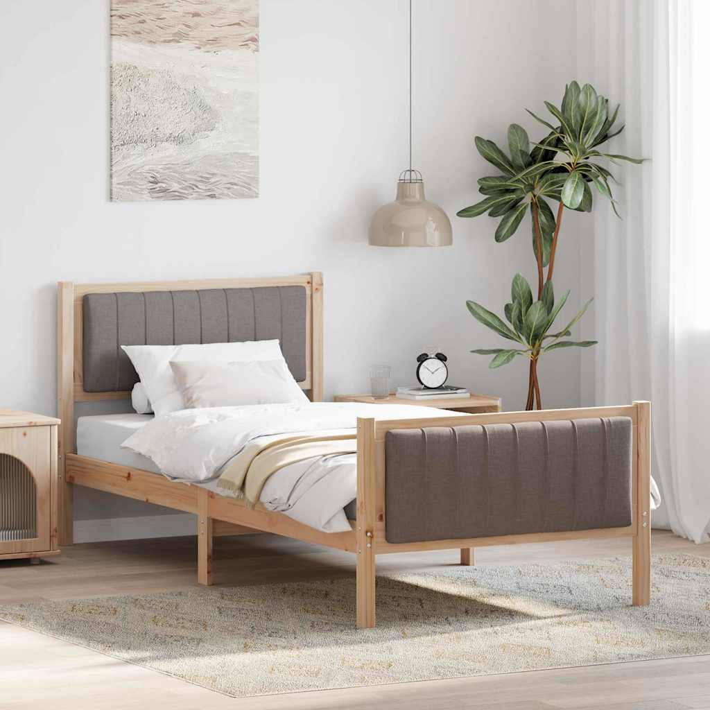 Σκελετός Κρεβατιού Καφέ και ταμπά 90 x 190 cm Μασίφ ξύλο πεύκου