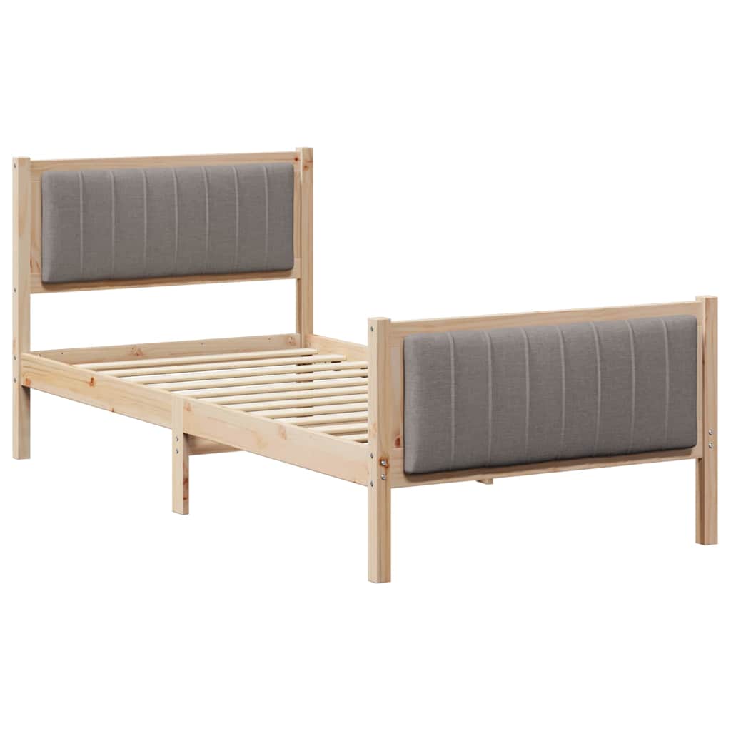 Σκελετός Κρεβατιού Καφέ και ταμπά 90 x 190 cm Μασίφ ξύλο πεύκου