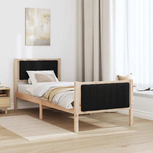 Σκελετός Κρεβατιού Καφέ και μαύρο 75 x 190 cm Μασίφ ξύλο πεύκου