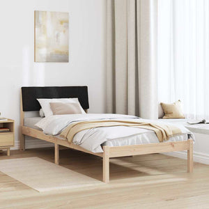 Σκελετός Κρεβατιού Καφέ και μαύρο 90 x 190 cm Μασίφ ξύλο πεύκου