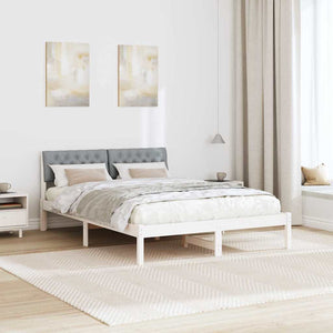Σκελετός Κρεβατιού Λευκό και ανοιχτό γκρι 140 x 200 cm