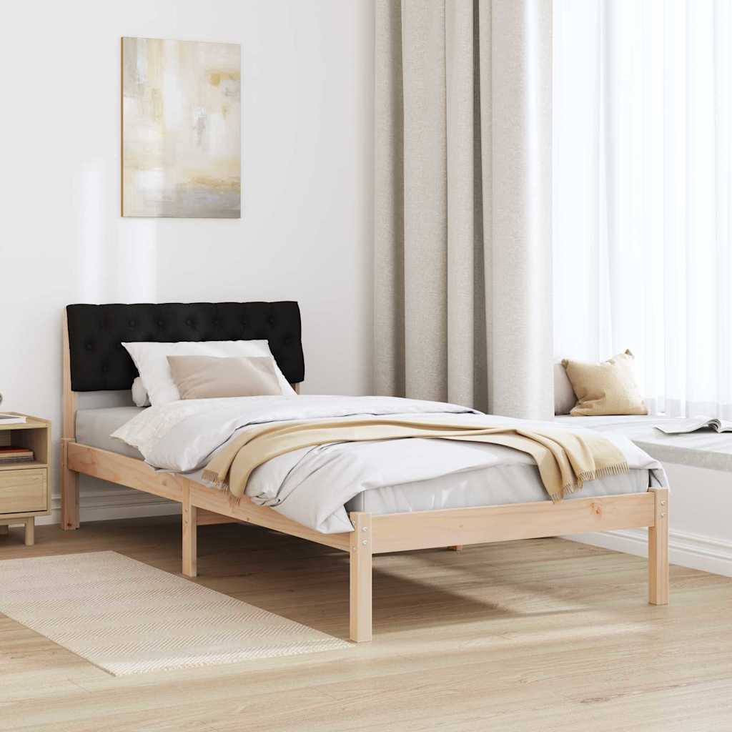 Σκελετός Κρεβατιού Καφέ και μαύρο 90 x 190 cm Μασίφ ξύλο πεύκου