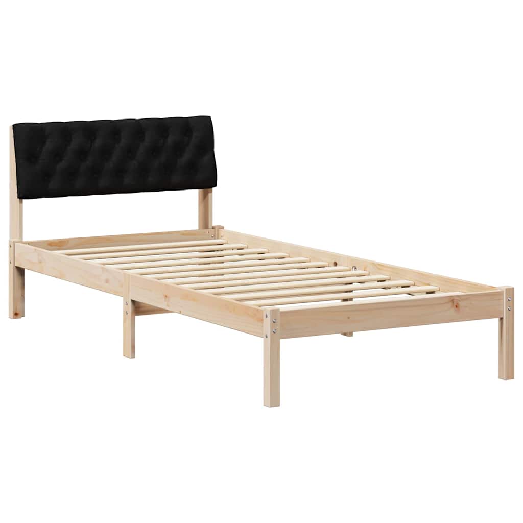 Σκελετός Κρεβατιού Καφέ και μαύρο 90 x 190 cm Μασίφ ξύλο πεύκου