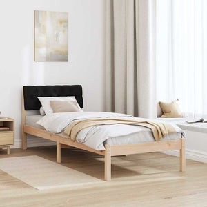 Σκελετός Κρεβατιού Καφέ και μαύρο 75 x 190 cm Μασίφ ξύλο πεύκου