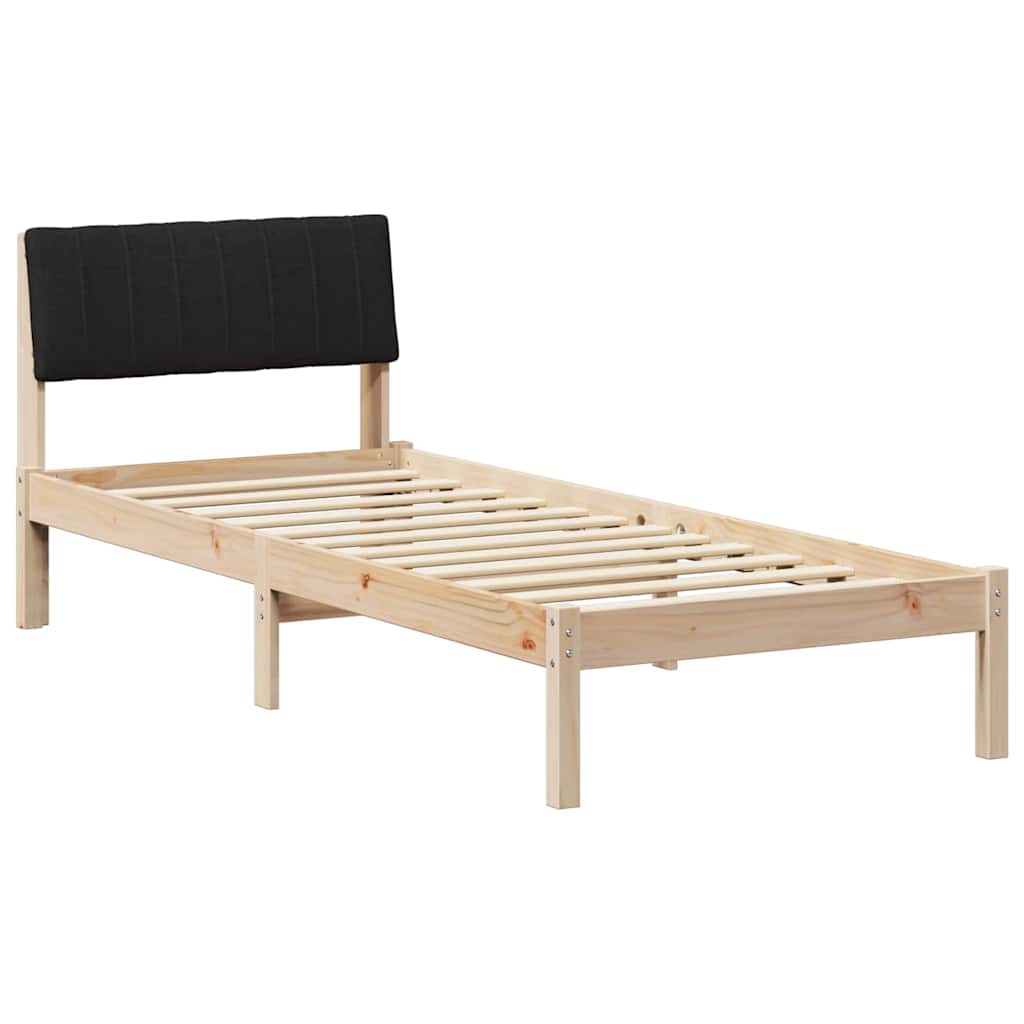 Σκελετός Κρεβατιού Καφέ και μαύρο 75 x 190 cm Μασίφ ξύλο πεύκου