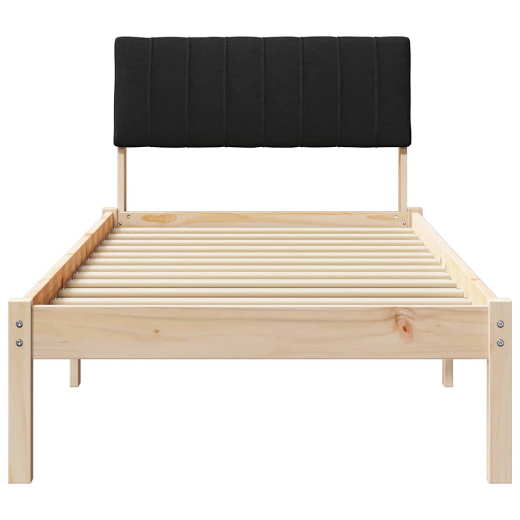 Σκελετός Κρεβατιού Καφέ και μαύρο 75 x 190 cm Μασίφ ξύλο πεύκου