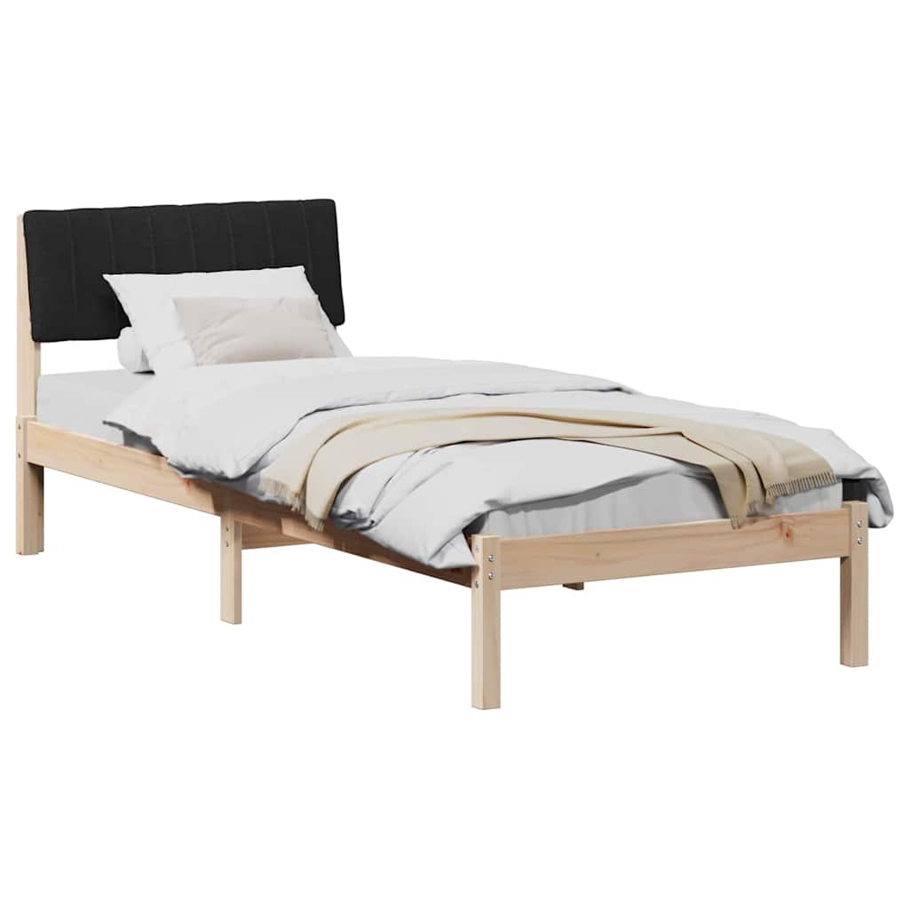 Σκελετός Κρεβατιού Καφέ και μαύρο 75 x 190 cm Μασίφ ξύλο πεύκου