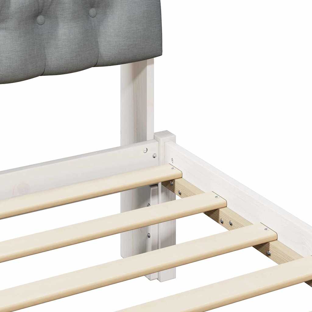 Σκελετός Κρεβατιού με Επενδεδυμένο Κεφαλάρι Λευκό 75 x 190 cm