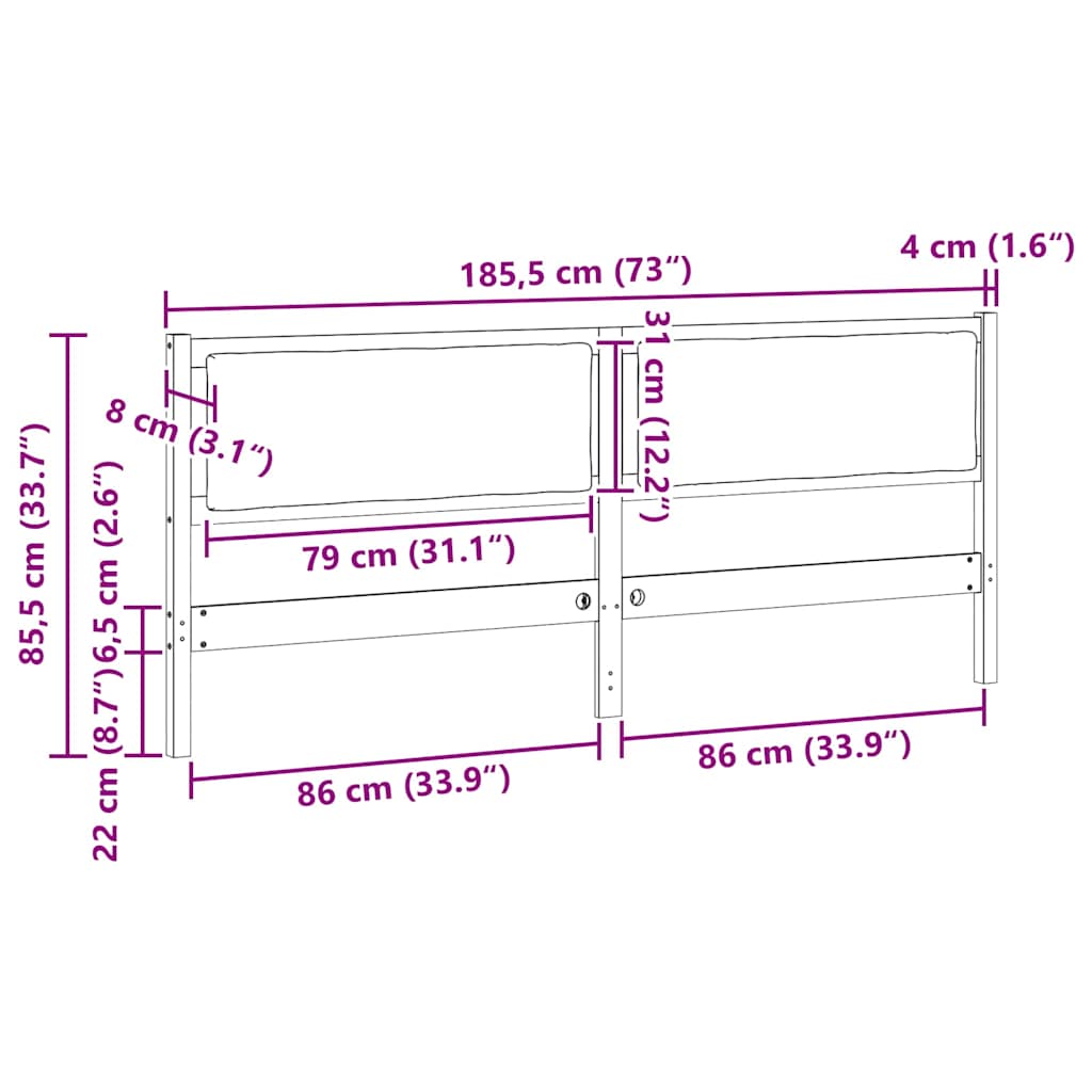Κεφαλάρι Άλλο Καφέ 180 cm Μασίφ ξύλο πεύκου