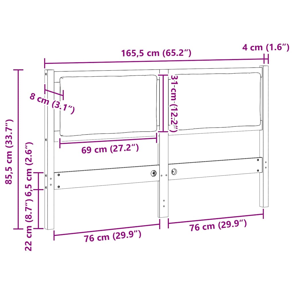 Κεφαλάρι Άλλο Καφέ 160 cm Μασίφ ξύλο πεύκου