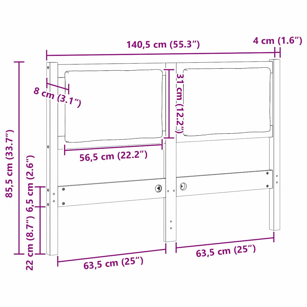 Κεφαλάρι Άλλο Καφέ 135 cm Μασίφ ξύλο πεύκου