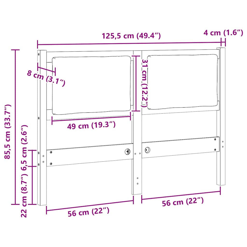 Κεφαλάρι Άλλο Λευκό 120 cm Μασίφ ξύλο πεύκου