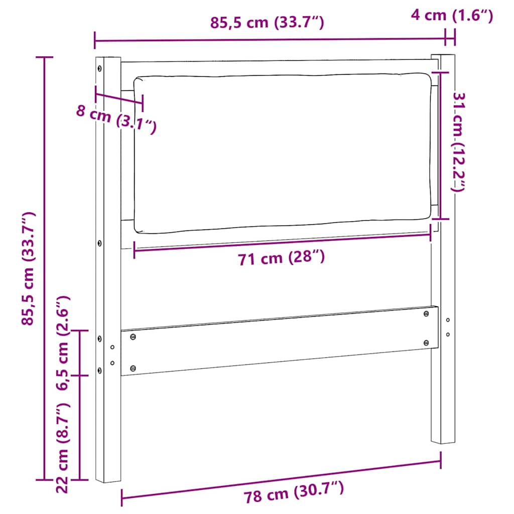 Κεφαλάρι Άλλο Καφέ 80 cm Μασίφ ξύλο πεύκου