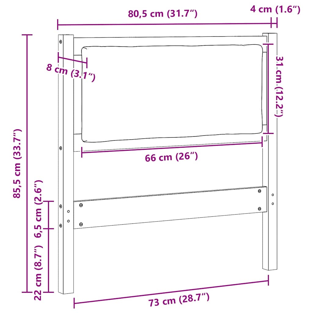 Κεφαλάρι Άλλο Λευκό 75 cm Μασίφ ξύλο πεύκου