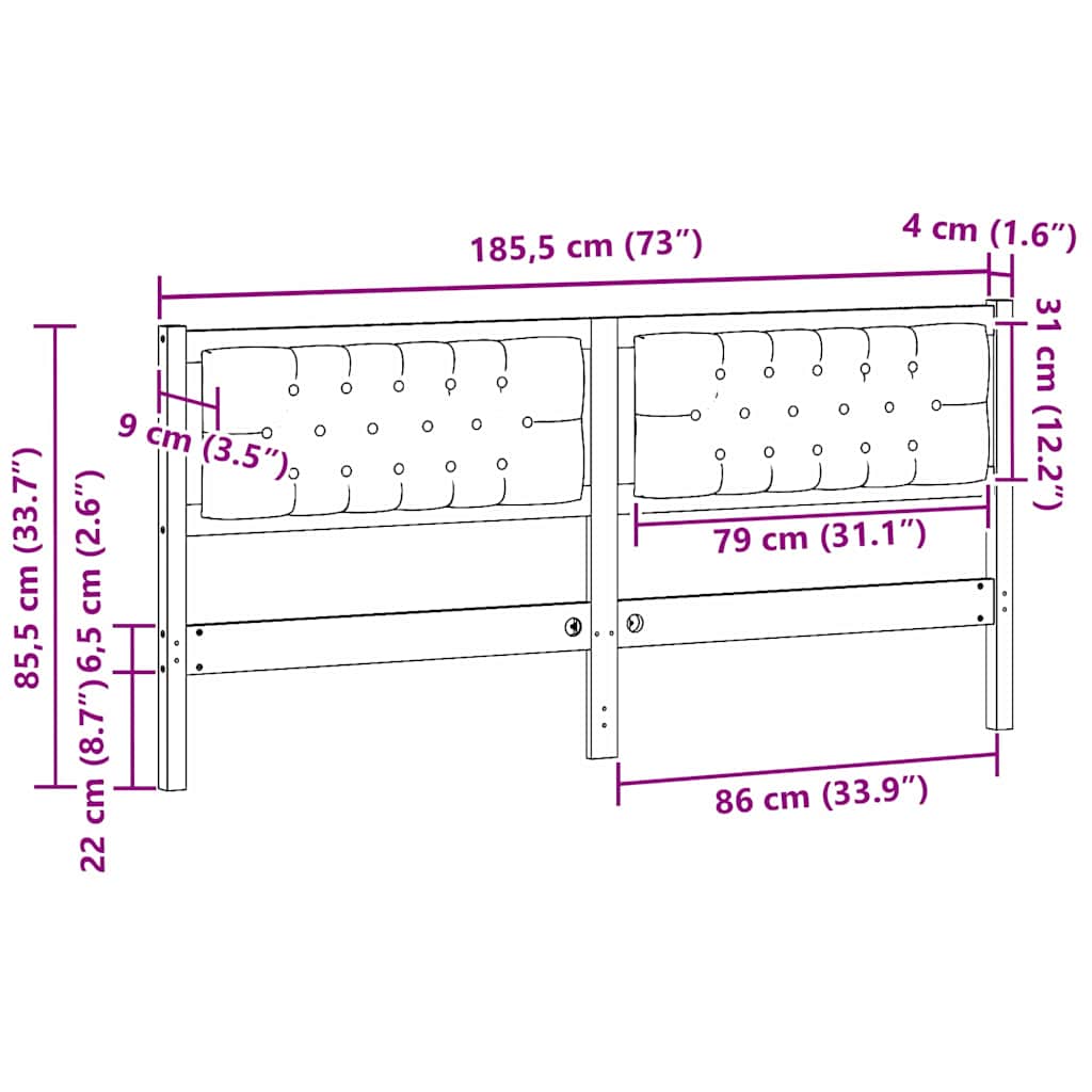 Κεφαλάρι Άλλο Καφέ και ανοιχτό γκρι 180 cm Μασίφ ξύλο πεύκου