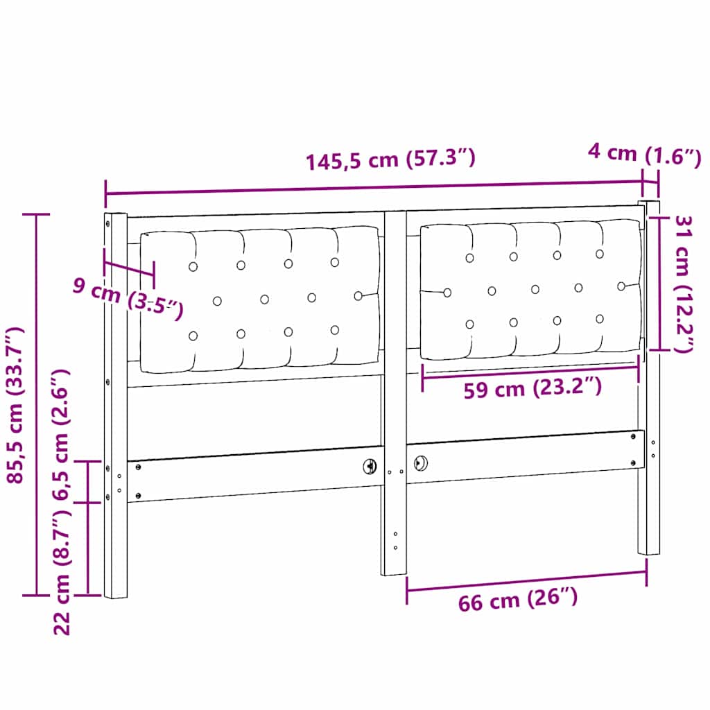 Κεφαλάρι Άλλο Λευκό και ανοιχτό γκρι 140 cm Μασίφ ξύλο πεύκου