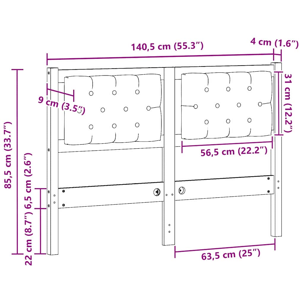 Κεφαλάρι Άλλο Καφέ και ανοιχτό γκρι 135 cm Μασίφ ξύλο πεύκου