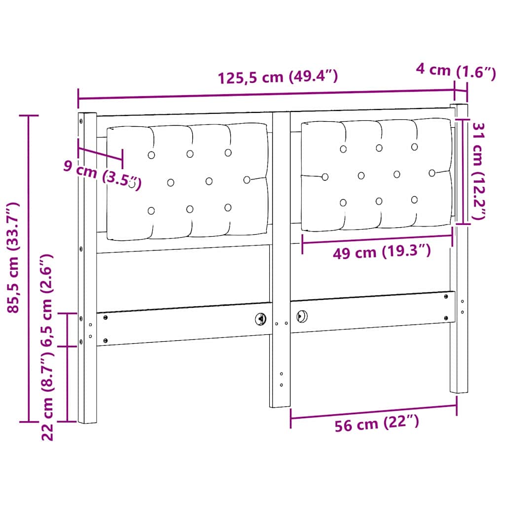 Κεφαλάρι Άλλο Καφέ και σκούρο γκρι 120 cm Μασίφ ξύλο πεύκου