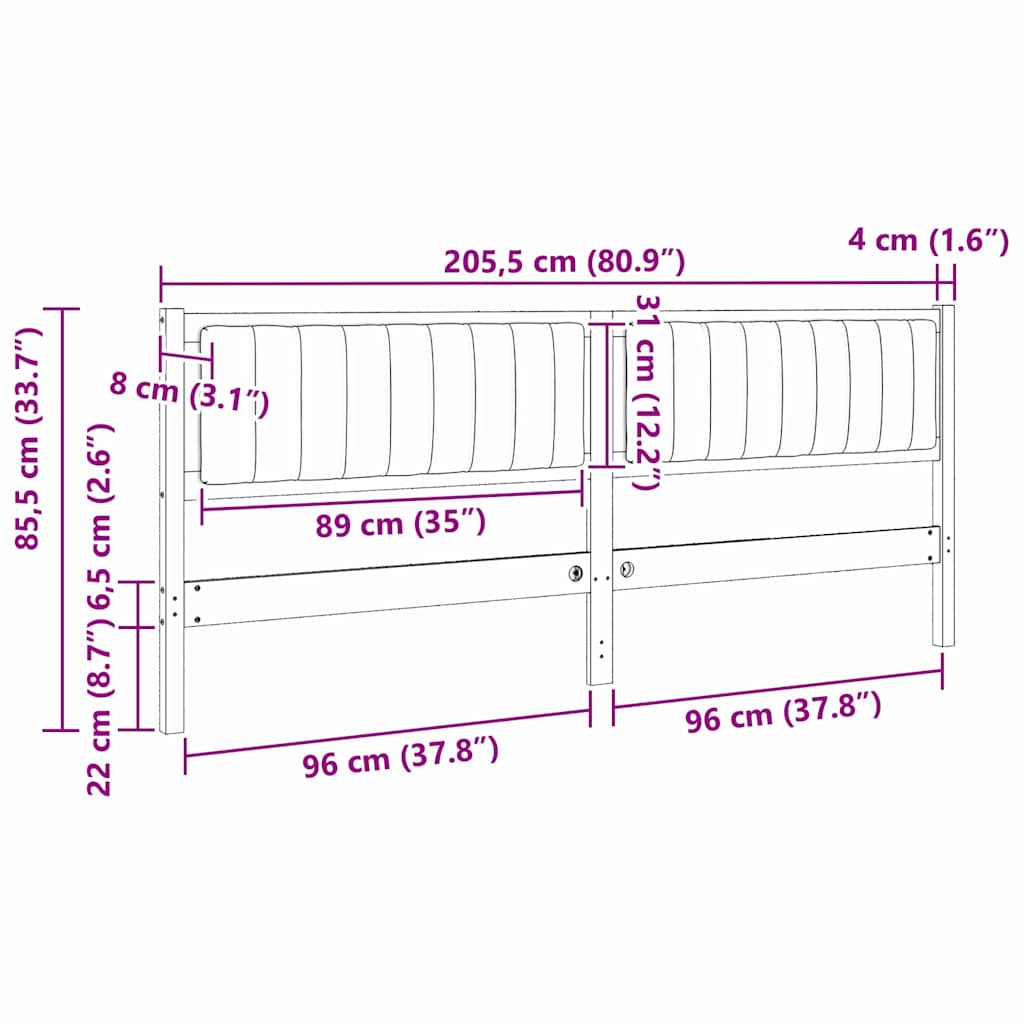 Ταπετσαρισμένο κεφαλάρι Καφέ 200 cm Στερεά ξυλεία πεύκου