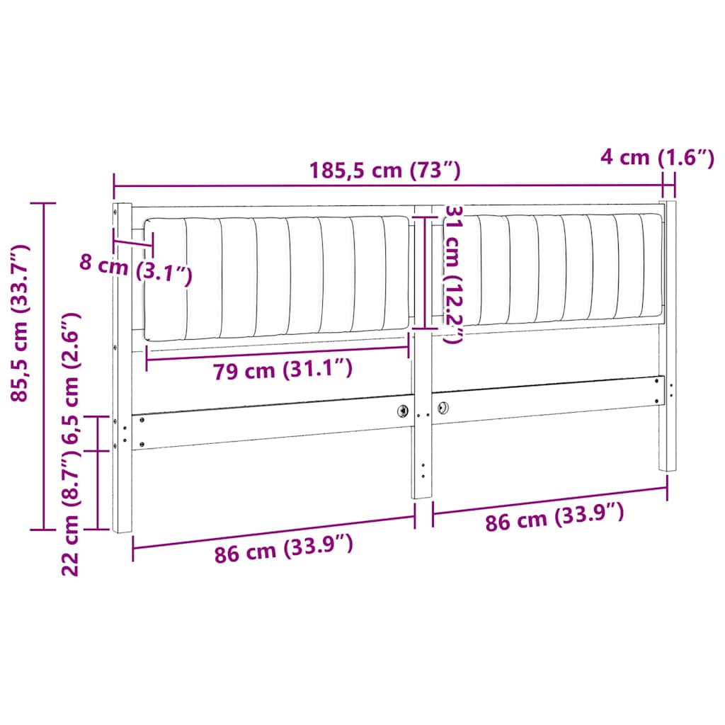 Ταπετσαρισμένο κεφαλάρι Καφέ 180 cm Στερεά ξυλεία πεύκου