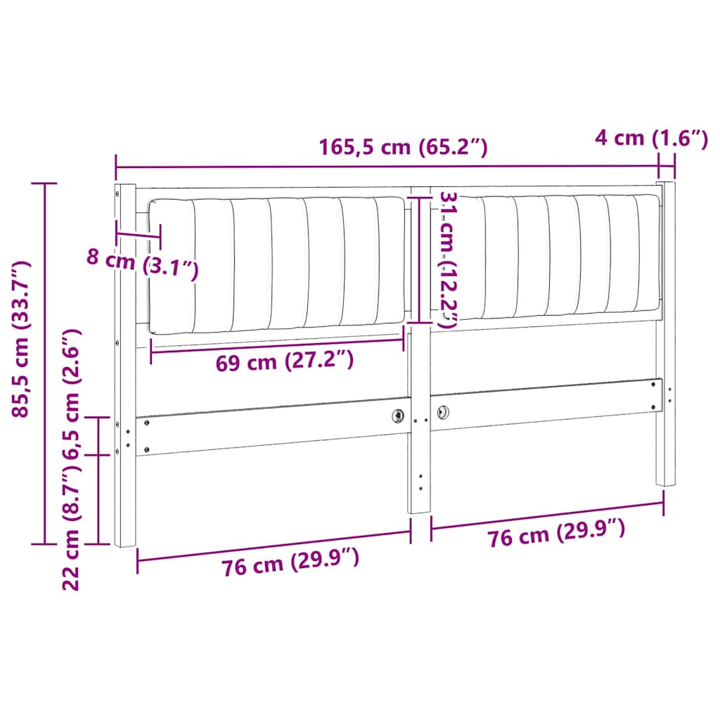 Ταπετσαρισμένο κεφαλάρι Καφέ 160 cm Στερεά ξυλεία πεύκου