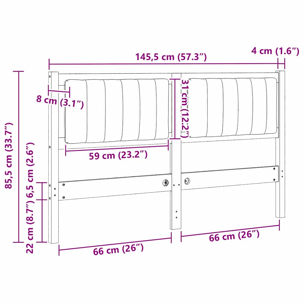 Ταπετσαρισμένο κεφαλάρι Καφέ 140 cm Στερεά ξυλεία πεύκου