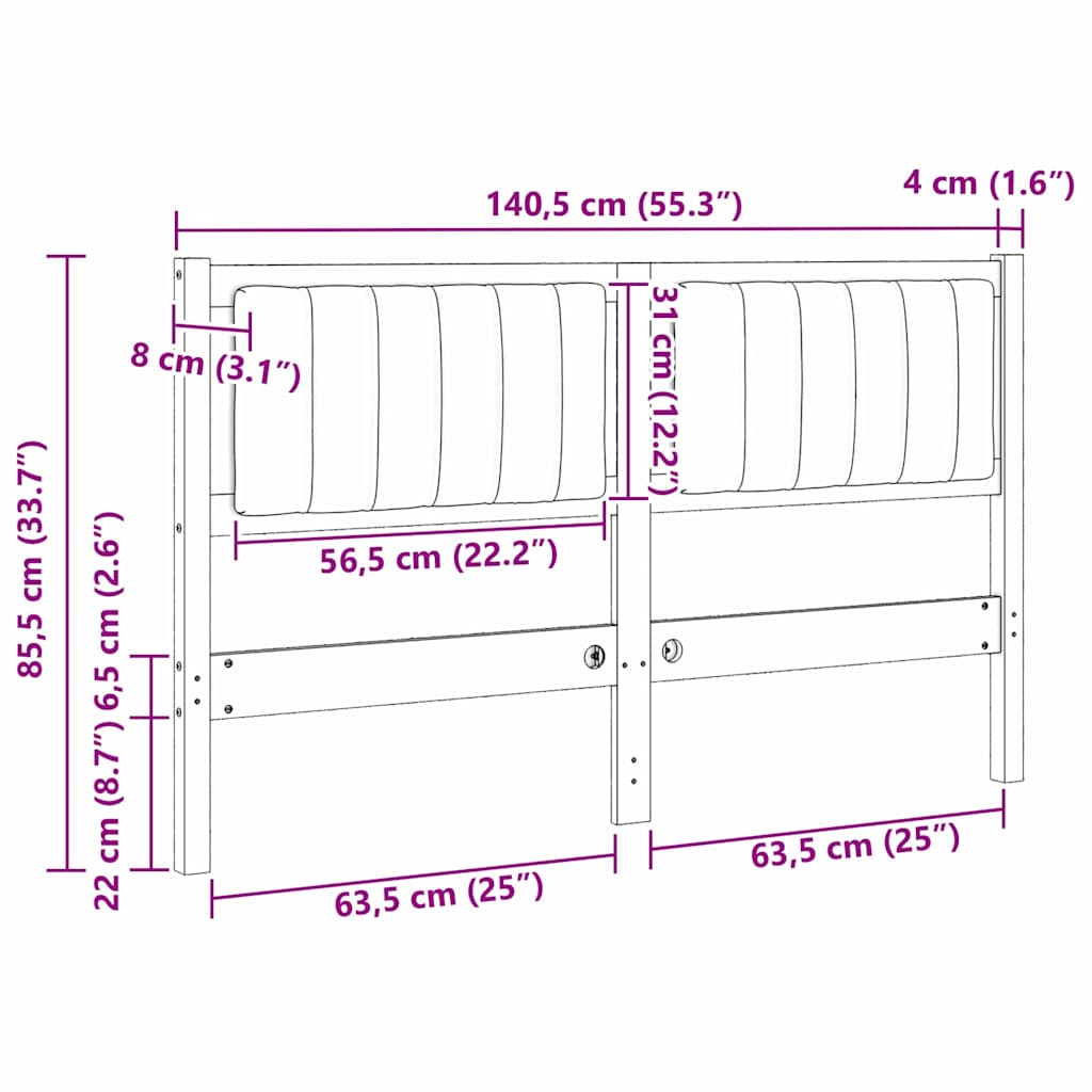 Ταπετσαρισμένο κεφαλάρι Καφέ 135 cm Στερεά ξυλεία πεύκου