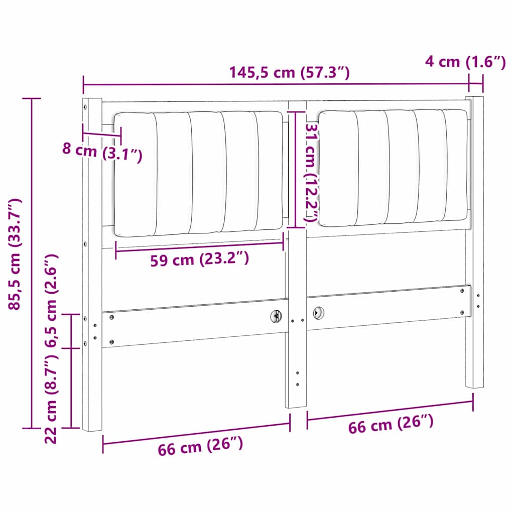 Ταπετσαρισμένο κεφαλάρι Καφέ 120 cm Στερεά ξυλεία πεύκου