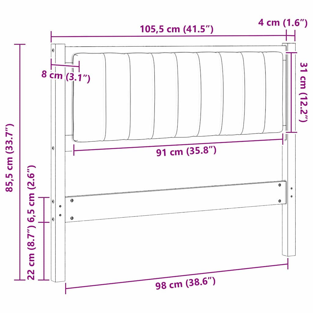 Ταπετσαρισμένο κεφαλάρι Καφέ 100 cm Στερεά ξυλεία πεύκου