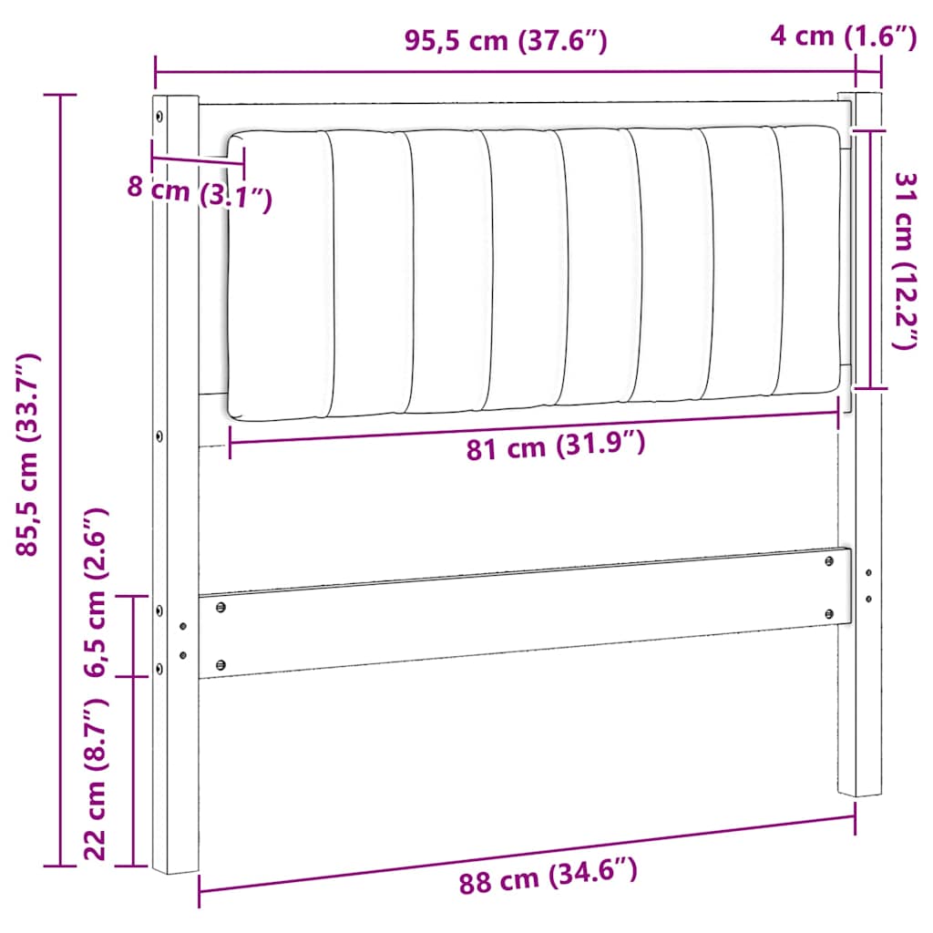Ταπετσαρισμένο κεφαλάρι Καφέ 90 cm Στερεά ξυλεία πεύκου