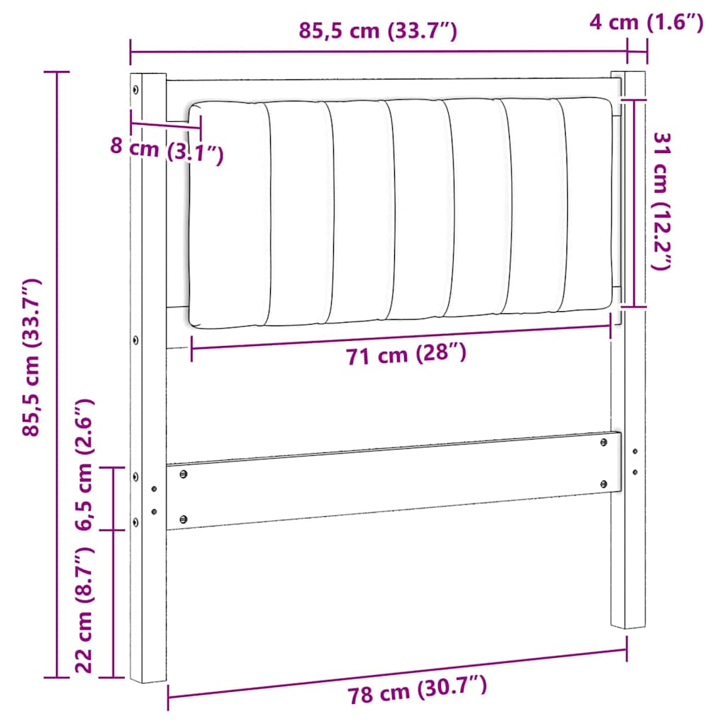 Ταπετσαρισμένο κεφαλάρι Καφέ 80 cm Στερεά ξυλεία πεύκου