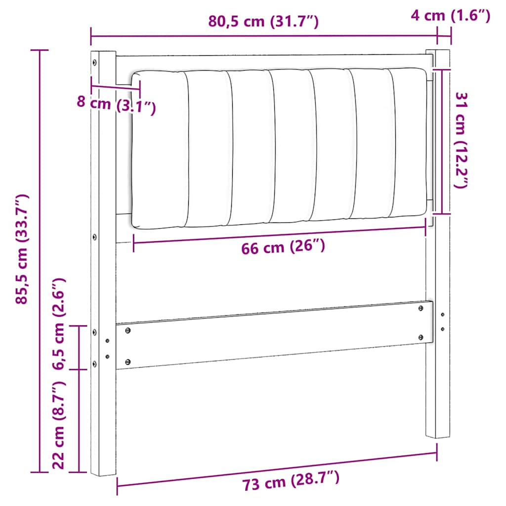 Ταπετσαρισμένο κεφαλάρι Λευκό 75 cm Στερεά ξυλεία πεύκου