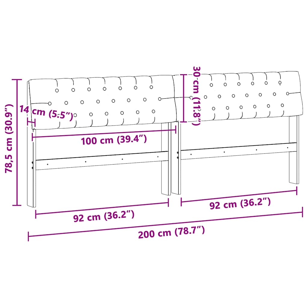 Ταπετσαρισμένο κεφαλάρι Σκούρο Γκρι 200 cm Στερεά ξυλεία πεύκου