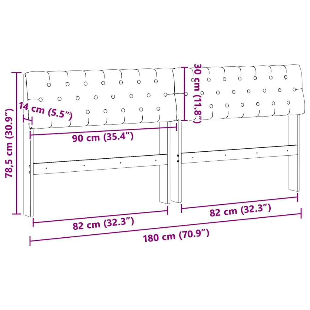 Ταπετσαρισμένο κεφαλάρι Ανοιχτό γκρι 180 cm