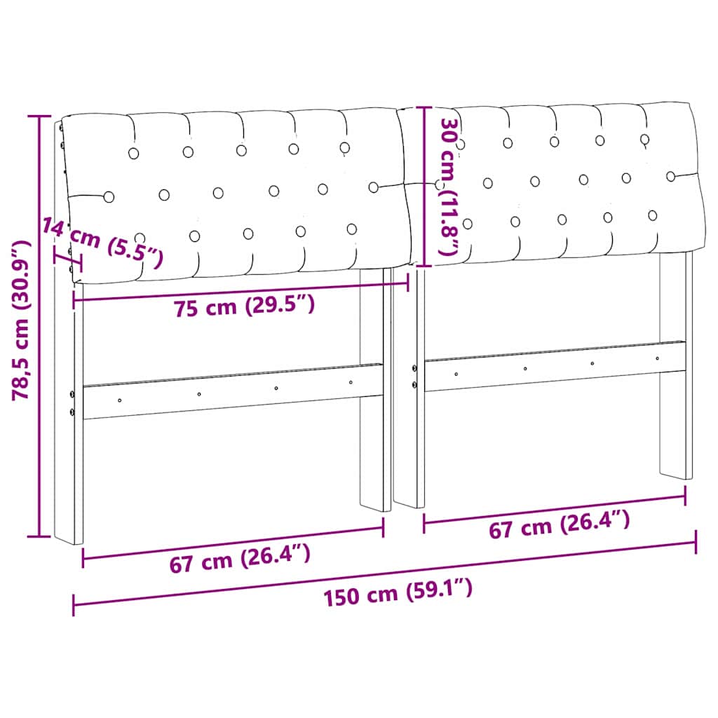 Ταπετσαρισμένο κεφαλάρι Σκούρο Γκρι 150 cm Στερεά ξυλεία πεύκου