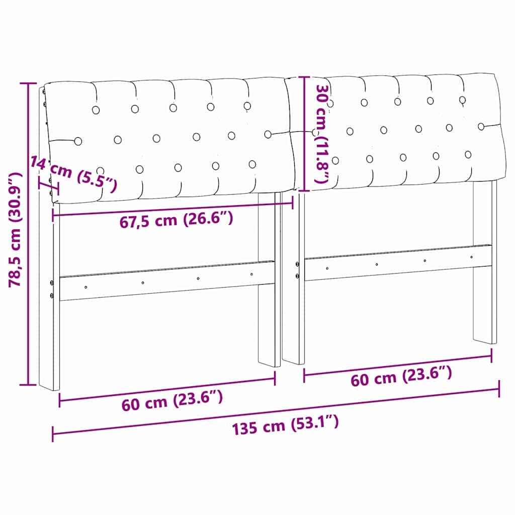 Ταπετσαρισμένο κεφαλάρι Μαύρο 135 cm Στερεά ξυλεία πεύκου