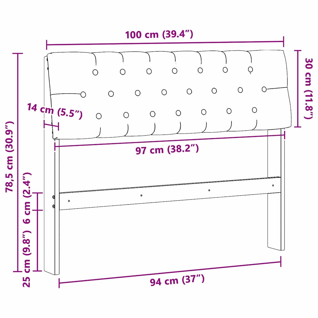 Ταπετσαρισμένο κεφαλάρι Σκούρο Γκρι 100 cm Στερεά ξυλεία πεύκου