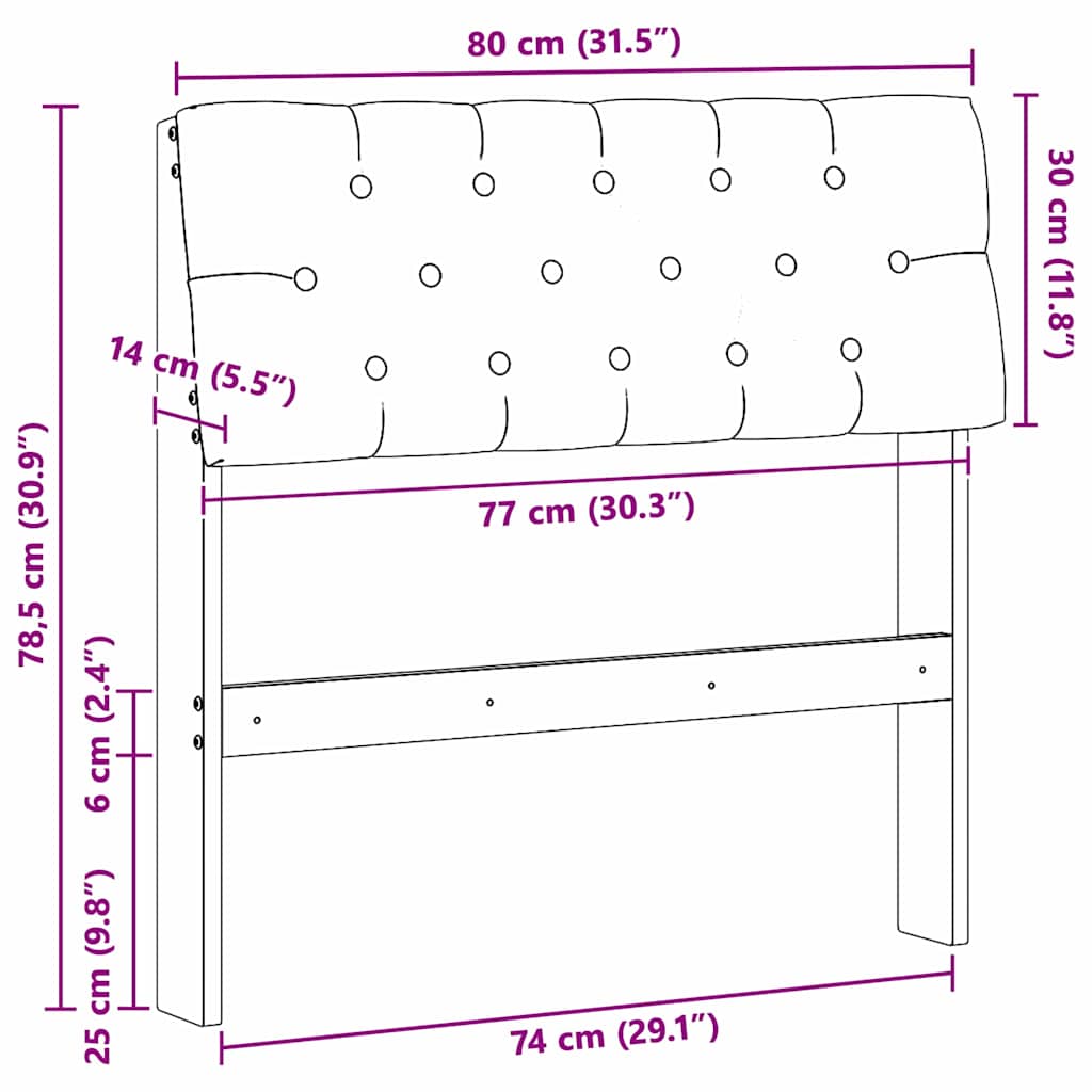 Ταπετσαρισμένο κεφαλάρι Taupe 80 cm Στερεά ξυλεία πεύκου