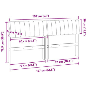 Ταπετσαρισμένο κεφαλάρι Taupe 160 cm Στερεά ξυλεία πεύκου