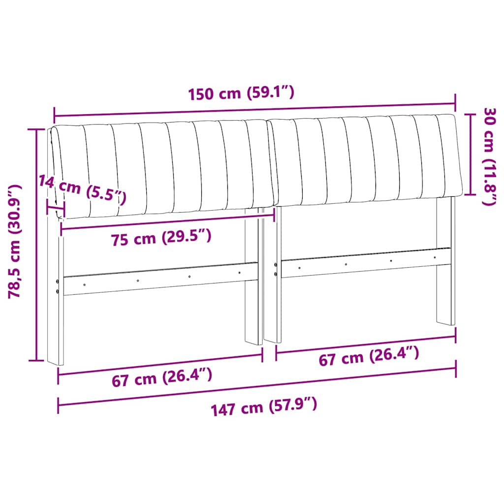 Ταπετσαρισμένο κεφαλάρι Μαύρο 150 cm Στερεά ξυλεία πεύκου
