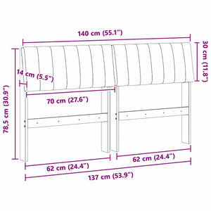 Ταπετσαρισμένο κεφαλάρι Μαύρο 140 cm Στερεά ξυλεία πεύκου