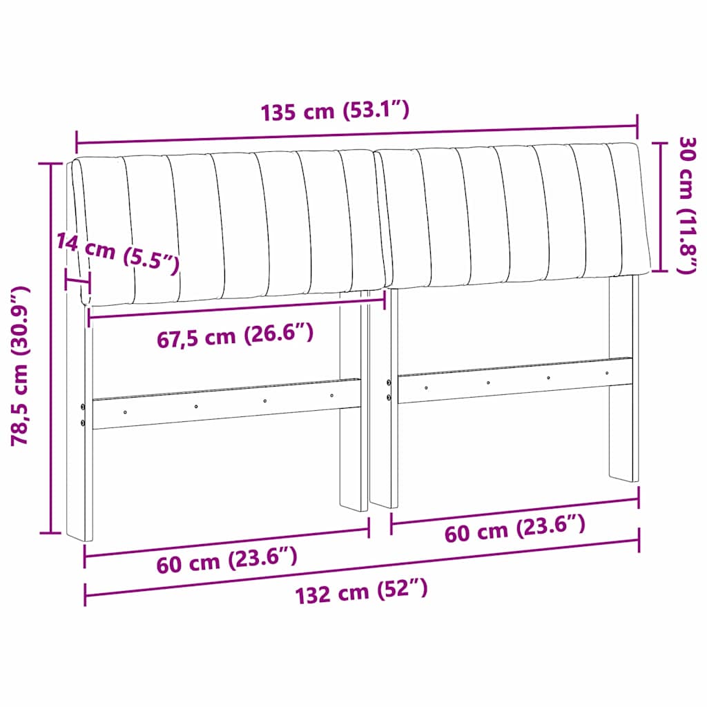 Ταπετσαρισμένο κεφαλάρι Taupe 135 cm Στερεά ξυλεία πεύκου