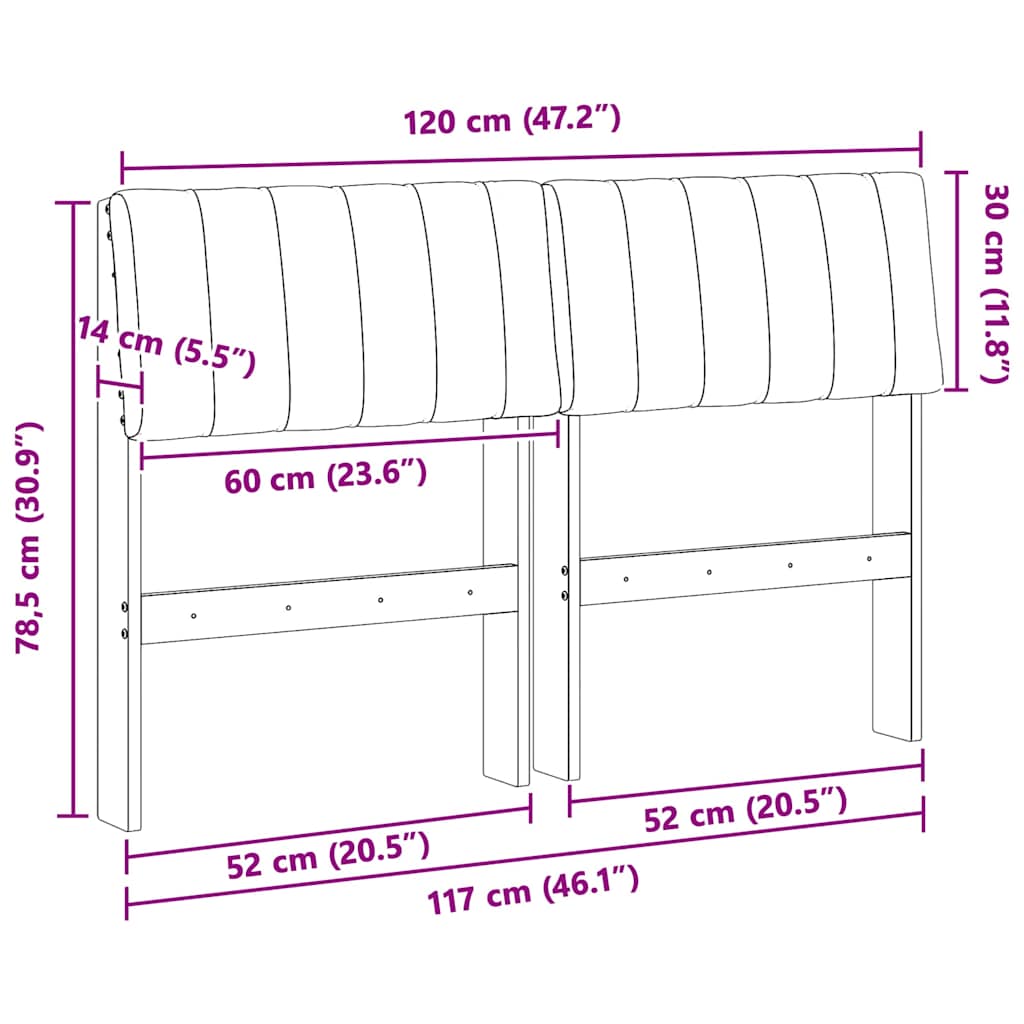 Ταπετσαρισμένο κεφαλάρι Σκούρο Γκρι 120 cm Στερεά ξυλεία πεύκου