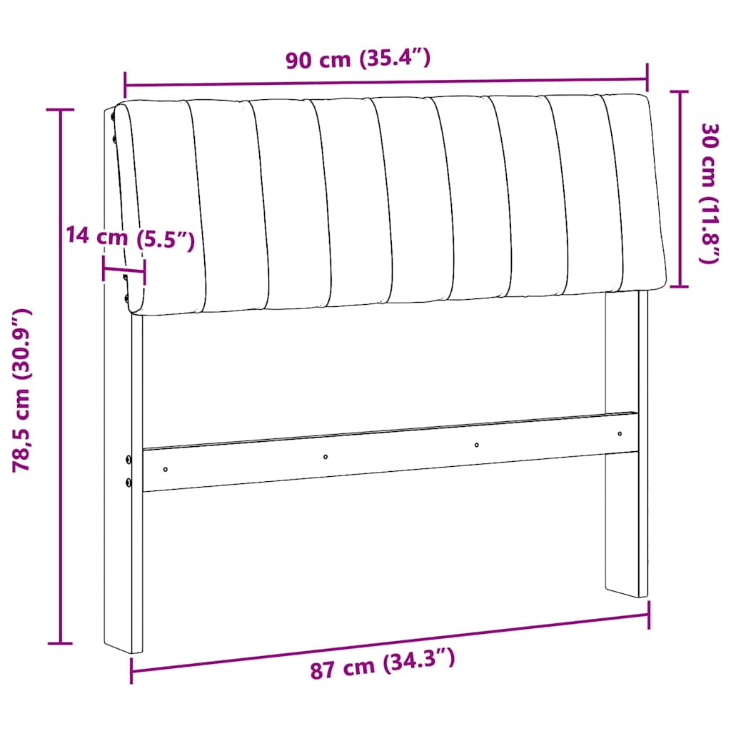 Ταπετσαρισμένο κεφαλάρι Taupe 90 cm Στερεά ξυλεία πεύκου
