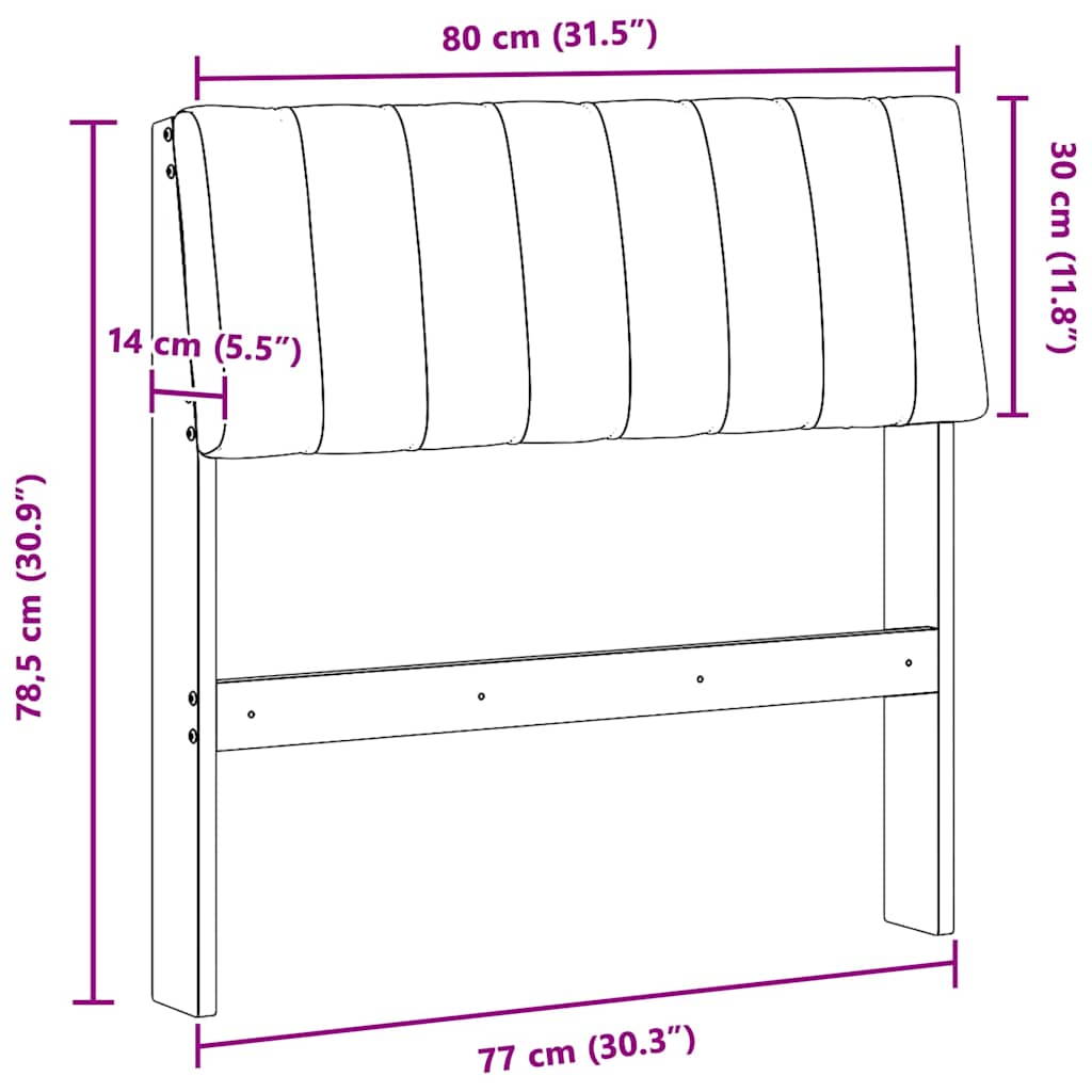 Ταπετσαρισμένο κεφαλάρι Taupe 80 cm Στερεά ξυλεία πεύκου